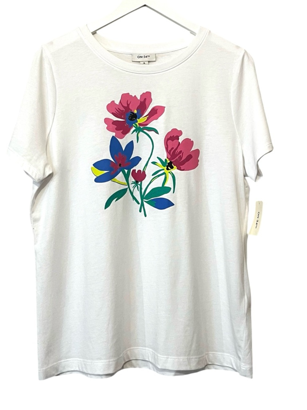 On 34th Trendy Floral Graphic Relaxed-Fit T-Shirt, White, Size XL